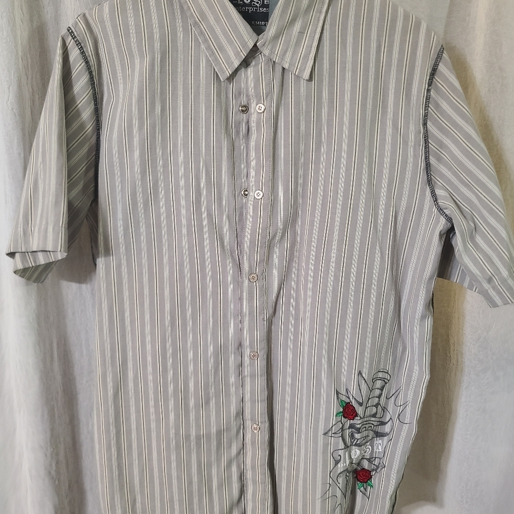 Vintage Lost Enterprises Mens Button-up Shirt with dagger/heart